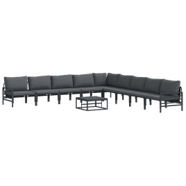 WAVUE Garden Sofa Set with Cushion 10 pcs Steel - Black