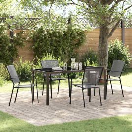 5 Piece Garden Dining Set Anthracite Steel