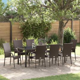 5 Piece Garden Dining Set - Brown Poly Rattan