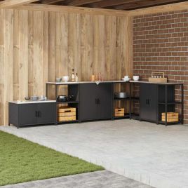 Kitchen Storage Shelf with Shelf with Storage Black Steel