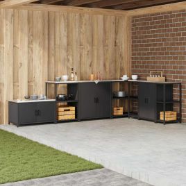 Kitchen Storage Cabinet with Shelf with Storage Black Steel
