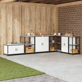 Kitchen Storage Cabinet with Shelf with Storage White Steel