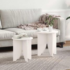 Coffee Table 2 Pieces White 41.5 x 41.5 x 44 cm Solid pine wood