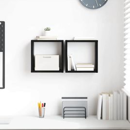 Wall Shelves Black Oak MDF 26 x 15 x 26 cm Wall Shelves Square