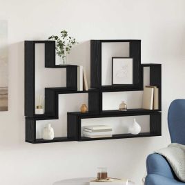 Wall Cube with Shelf Black oak 96 x 12 x 64 cm Engineered wood