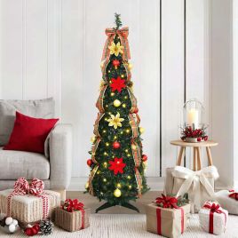 KRISEN Artificial Christmas Tree with 100 LEDs Green 150 cm PVC