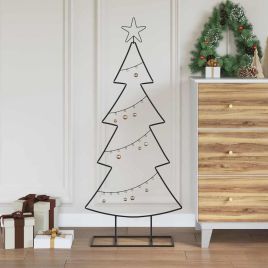 FLIXNOR Metal Christmas Tree with Stand Black 125 cm Steel