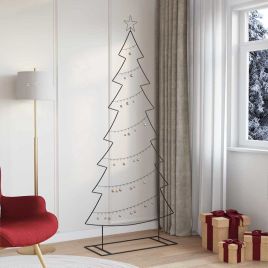 FLIXNOR Metal Christmas Tree with Stand Black 210 cm Steel