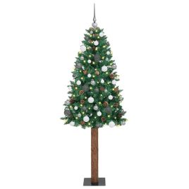 EMBERLY Slim Christmas Tree Green 180 cm PVC and Solid Pine wood