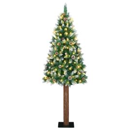 EMBERLY Slim Christmas Tree with 300 LEDs Green and White 180 cm