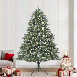 EMVER Artificial Christmas Tree with 300 LEDs with Stand Green 240 cm