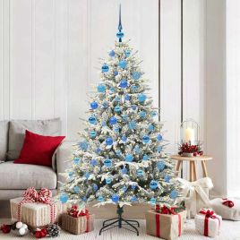FELWIN Artificial Pre-lit Christmas Tree with Ball Set Green 180 cm