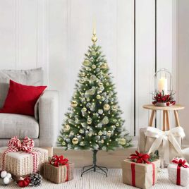 FELWIN Artificial Hinged Christmas Tree with Flocked Snow 120 cm