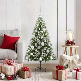 FELWIN Artificial Hinged Christmas Tree with Flocked Snow 120 cm