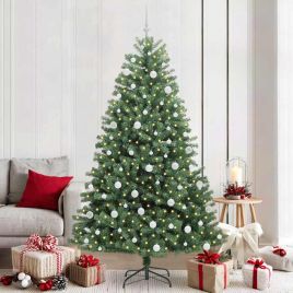 FELWIN Artificial Hinged Christmas Tree Green 210 cm PVC and Metal