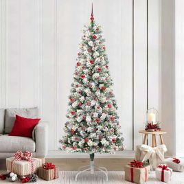 BRILAN Artificial Hinged Christmas Tree Green and white 240 cm