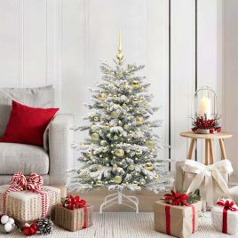 BRILAN Artificial Hinged Christmas Tree White 120 cm PE and PVC