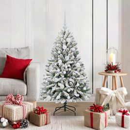BRILCA Artificial Christmas Tree Green and White 120 cm PVC and Metal