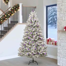 BRILCA Artificial Christmas Tree Green and White 240 cm PVC and Metal