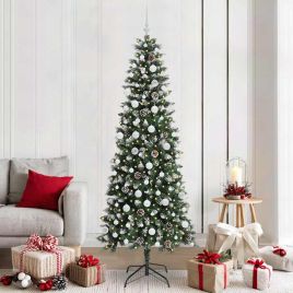 BRINLO Artificial Christmas Tree with 300 LEDs with Stand Green 210 cm