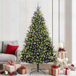 BRISKA Artificial Hinged Christmas Tree 300 LEDs Green 210 cm