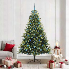 BRISKA Artificial Hinged Christmas Tree 300 LEDs Green 210 cm