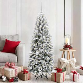 BRISKA Artificial Christmas Tree with 150 LEDs with Stand White 150 cm