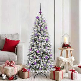 BRISKA Artificial Christmas Tree with 150 LEDs with Stand White 150 cm