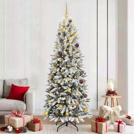 BRISKA Artificial Christmas Tree with 300 LEDs with Stand White 210 cm