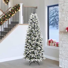 BRISKA Artificial Christmas Tree with 300 LEDs with Stand White 240 cm