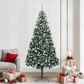 COSWIN Artificial Christmas Tree with 300 LEDs with Stand Green 240 cm