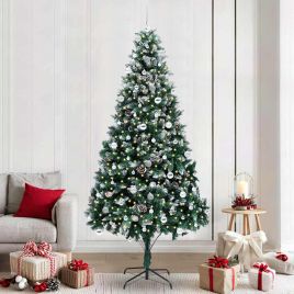 COSWIN Artificial Christmas Tree with 300 LEDs with Stand Green 240 cm