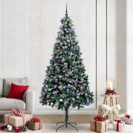 COSWIN Artificial Christmas Tree with 300 LEDs with Stand Green 240 cm