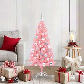 CINDOR Christmas Tree with 150 LEDs with Stand Pink 120 cm PVC