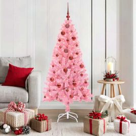 CINDOR Christmas Tree with 150 LEDs with Stand Pink 150 cm PVC
