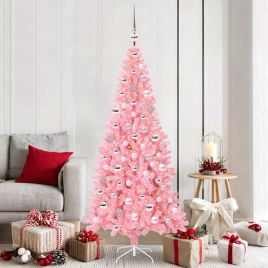 CINDOR Christmas Tree with 300 LEDs with Stand Pink 180 cm PVC