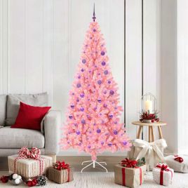 CINDOR Christmas Tree with 300 LEDs with Stand Pink 180 cm PVC