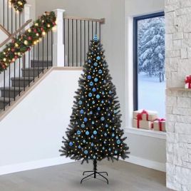 LUZVIA Christmas Tree with 300 LEDs with Stand Black 240 cm PVC