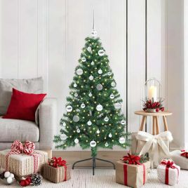 EMBERI Artificial Pre-lit Christmas Tree Green 150 cm PVC