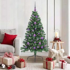 EMBERI Artificial Pre-lit Christmas Tree Green 150 cm PVC