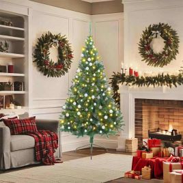 EMBERI Artificial Pre-lit Christmas Tree Green 180 cm PVC