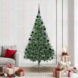 EMBERI Artificial Pre-lit Christmas Tree Green 210 cm PVC