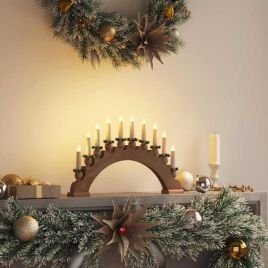 HAFTER Christmas Candle Arch with 10 LED Candles Brown 47 x 5 x 29 cm