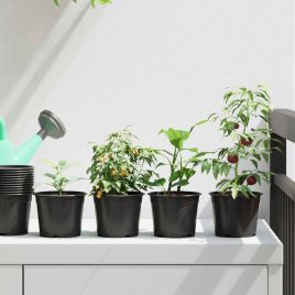 TOHVALE Flower Pot 50 pcs Dia 10x8 cm Plastic - Black