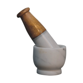 Miniature Wood and Marble Mortar Set