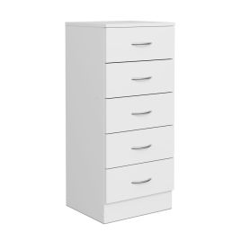 ARVELLO White Chest of Drawers - Tallboy, Medium-sized, 5 Drawers
