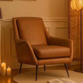 CROMWELL Leather Armchair Brown