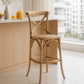 EVERLEIGH Rattan Bar Stool Oak - Set of 2