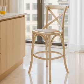 EVERLEIGH Rattan Bar Stool White - Set of 2