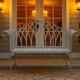 HAZELGROVE Metal Garden Bench - Grey